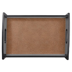 Faux Leather Natural Brown Serving Tray