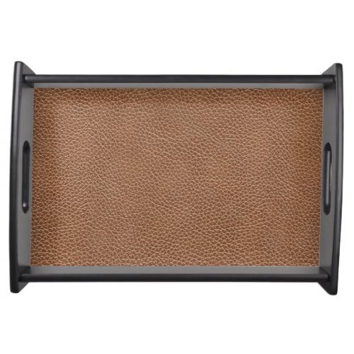 Faux Leather Natural Brown Serving Tray