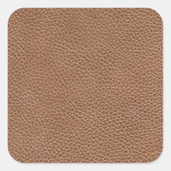 Faux Leather Natural Brown Square Sticker by allpattern at Zazzle