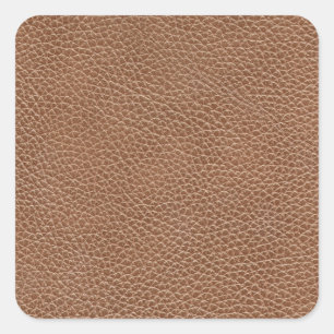 Faux Leather Natural Brown Square Sticker