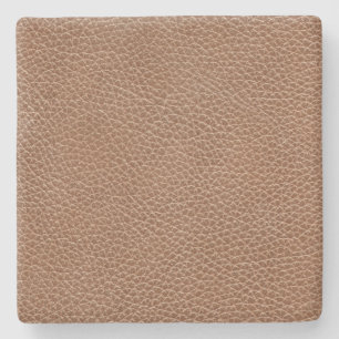 Faux Leather Natural Brown Stone Coaster