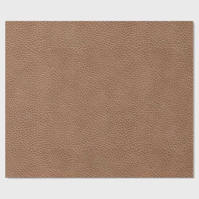 Faux Leather Natural Brown Wrapping Paper (Flat)
