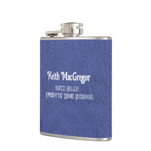 Faux Leather Navy Blue Graduation Gift Flask
