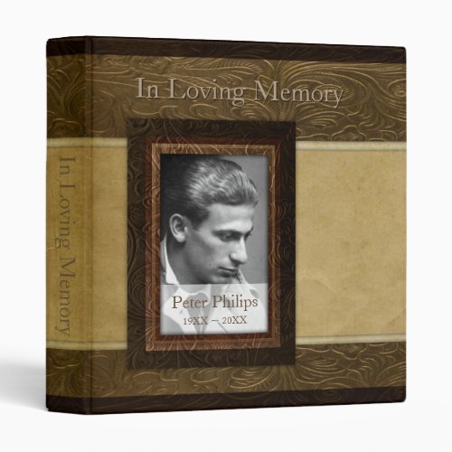 Faux leather parchment Photo Memorial Guest Book 3 Ring Binder