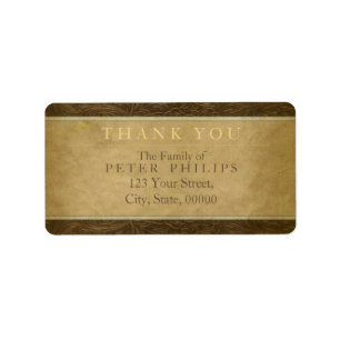 Faux leather parchment Thank You Family Label