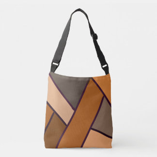 Faux Leather Patchwork Brown Pattern Crossbody Bag