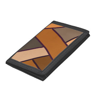 Faux Leather Patchwork Brown Pattern Tri-fold Wallet