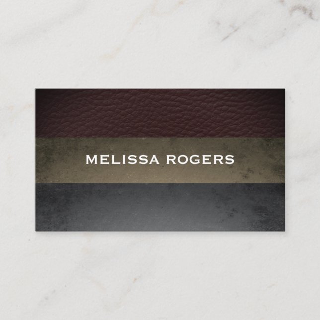 Faux Leather Slate Color Blocks Business Card (Front)