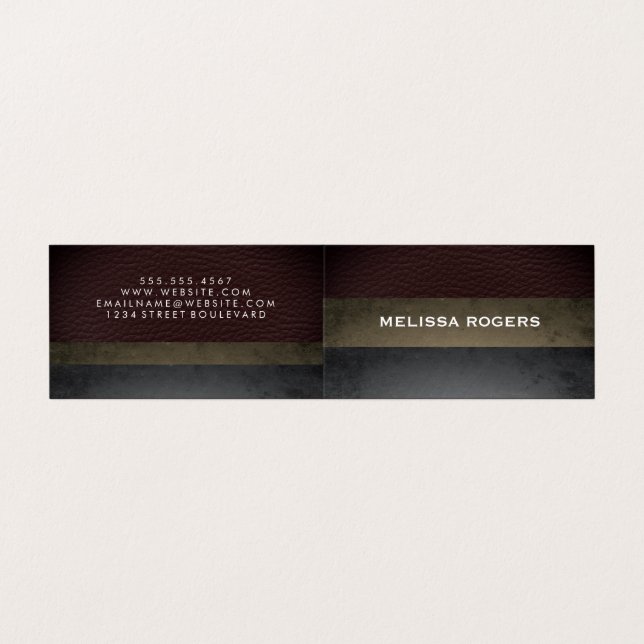 Faux Leather Slate Color Blocks Business Card (Outside Unfolded)