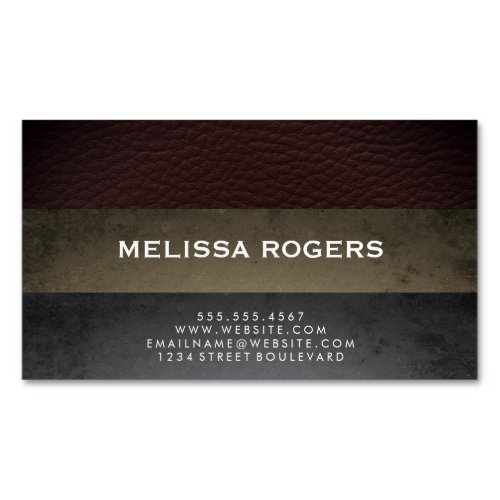 Faux Leather Slate Color Blocks Business Card Magnet