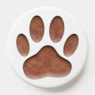 Faux Leather Texture Dog Paw Print