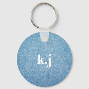Faux Leather Texture personalized blue Keychain