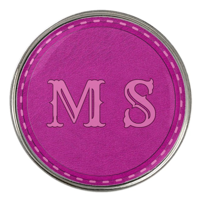 Faux Leather Texture Print Personalized Initials Golf Ball Marker (Front)