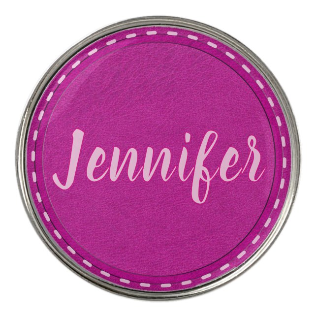 Faux Leather Texture Print Personalized Name Golf Ball Marker (Front)