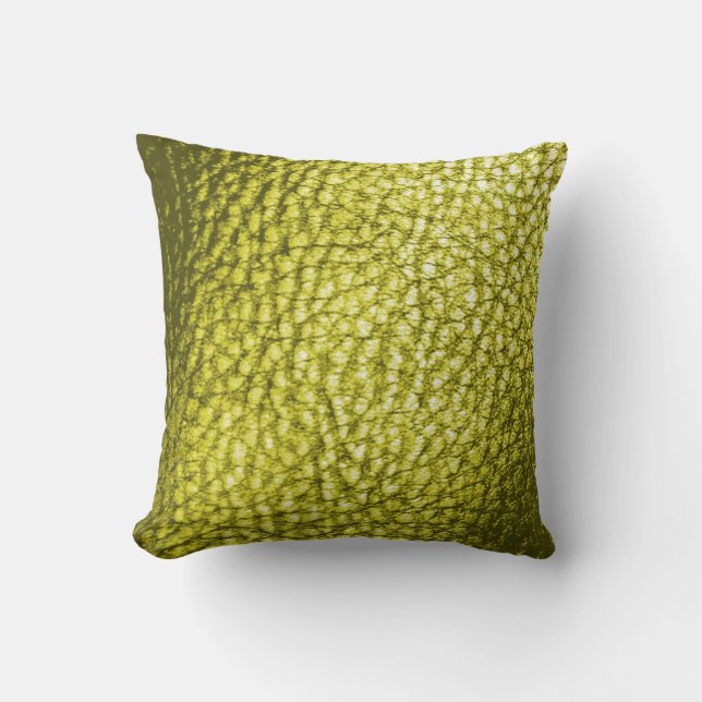 Faux Leather Throw Pillow-Golden Light Yellow Pillow (Front)