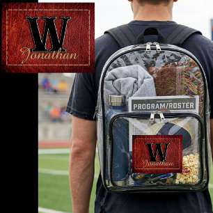 Faux Leather Trompe‑l’Œil Patch Personalized Name Clear Backpack