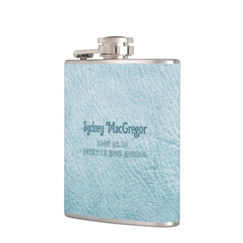 Faux Leather Turquoise Daughter Grad Gift Flask