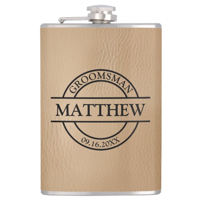 Faux Leather Vinyl Wrapped Flask (Front)