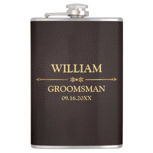 Faux Leather Vinyl Wrapped Flask