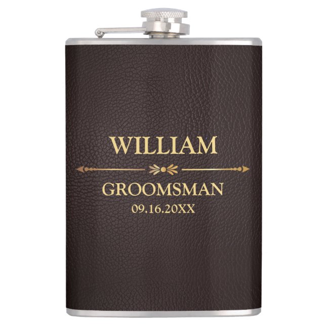 Faux Leather Vinyl Wrapped Flask (Front)