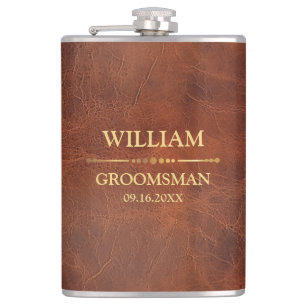Faux Leather Vinyl Wrapped Flask