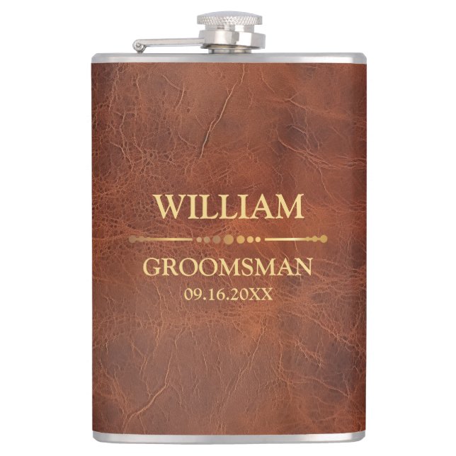 Faux Leather Vinyl Wrapped Flask (Front)