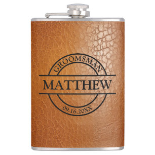 Faux Leather Vinyl Wrapped Flask