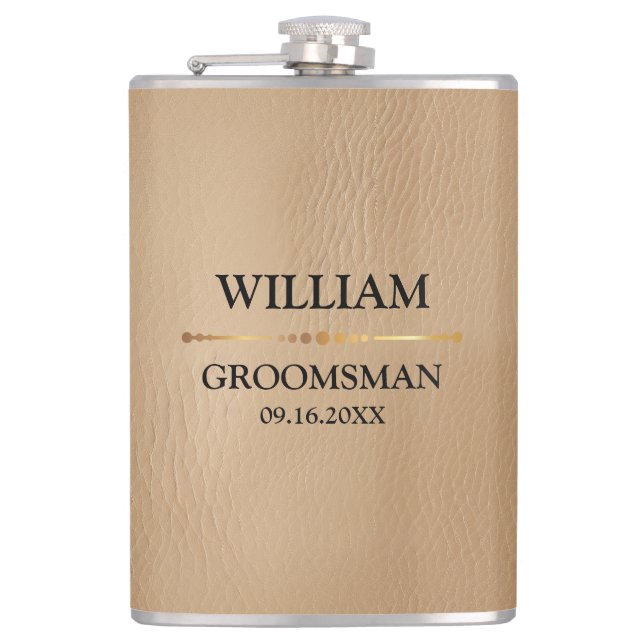 Faux Leather Vinyl Wrapped Flask (Front)