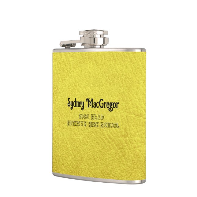 Faux Leather Yellow Daughter Grad Gift Flask (Left)