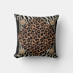Faux Leopard and Zebra American MoJo Pillow