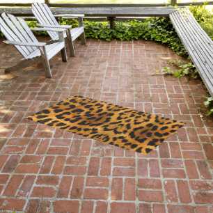 Faux Leopard Animal Skin Outdoor Rug
