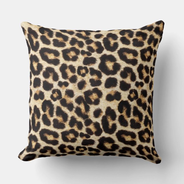 Faux Leopard Fur | Fake Fur Throw Pillow (Front)