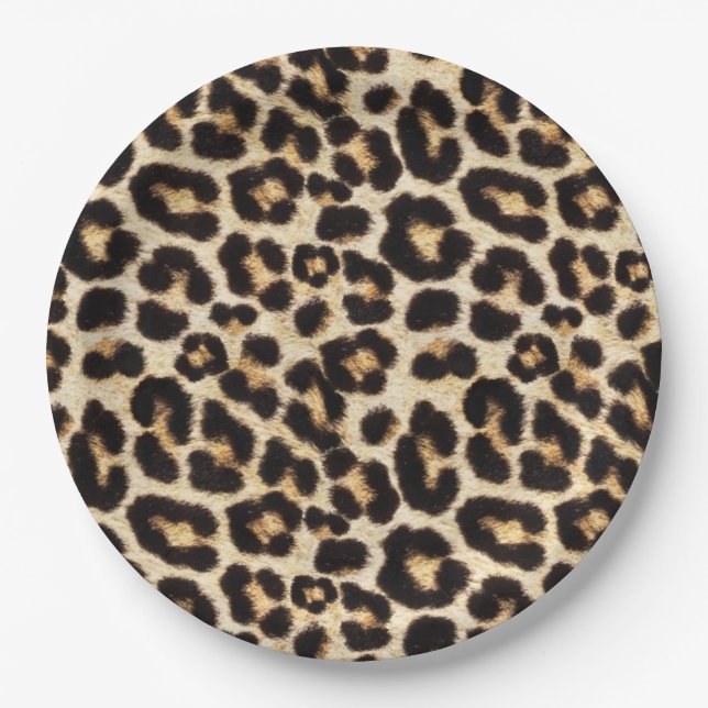 Faux Leopard Fur Party Paper Plates (Front)