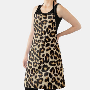 Faux Leopard Fur Pattern Wild Cat Apron