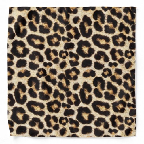 Faux Leopard Fur  Print on One Side Only Bandana