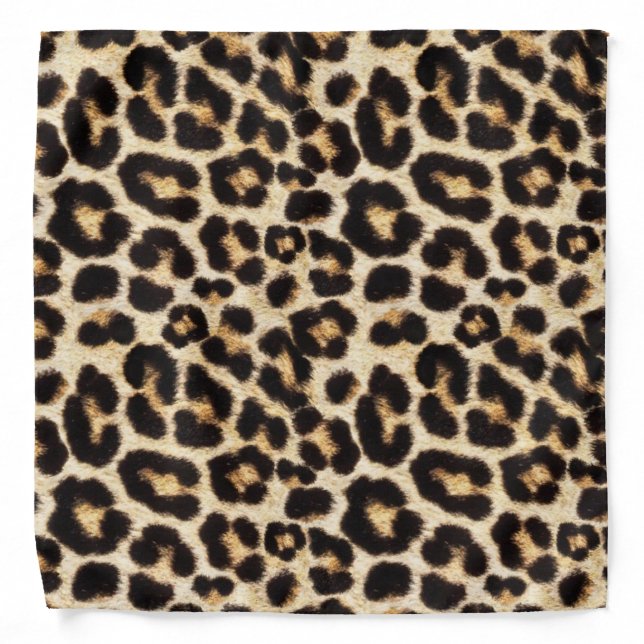 Faux Leopard Fur | Print on One Side Only Bandana (Front)