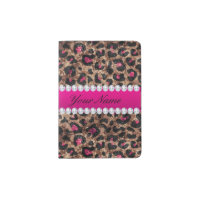 Faux Leopard Hot Pink Rose Gold Foil and Diamonds