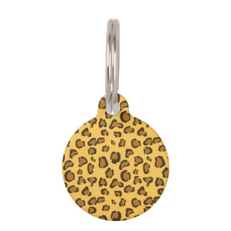 Faux Leopard Print Pattern With Pet's Own Info Pet Name Tag