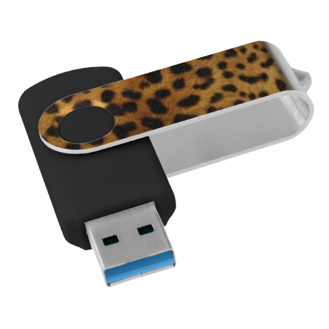 Faux Leopard Style Swivel USB Flash Drive - Gifts (Angled)