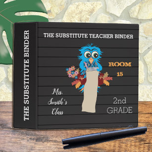 Faux Letter Board Blue Owl Sub Teacher Binder