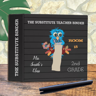 Faux Letter Board Blue Owl Sub Teacher Binder
