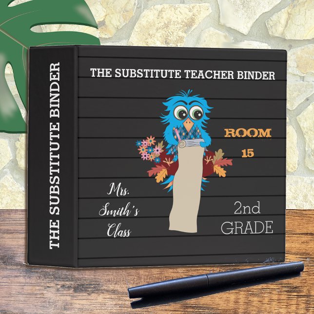 Faux Letter Board Blue Owl Sub Teacher Binder (Creator Uploaded)