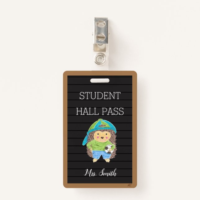 Faux Letter Board Boy Student Hall Pass Badge (Front with Clip)