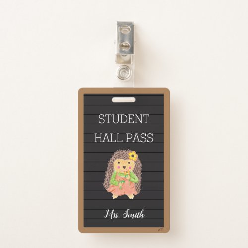 Faux Letter Board Girl Hedgehog Bathroom Hall Pass Badge