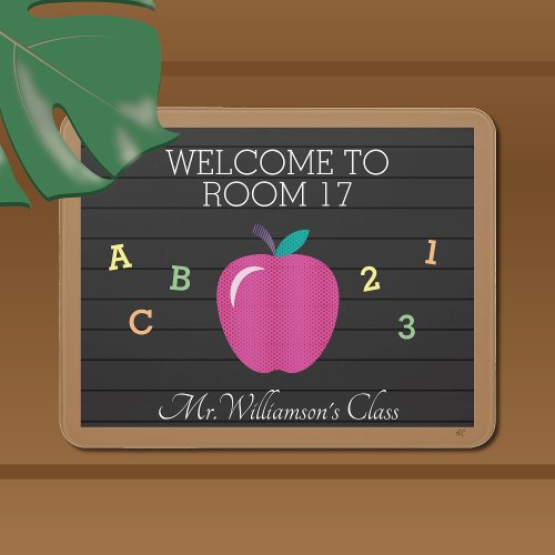 Faux Letter Board  Pink Apple Classroom Door Sign