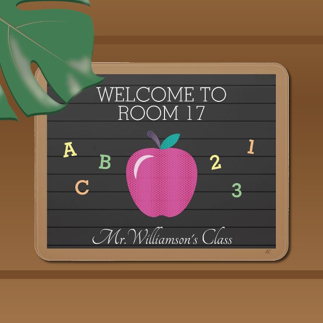 Faux Letter Board | Pink Apple Classroom Door Sign (Creator Uploaded)