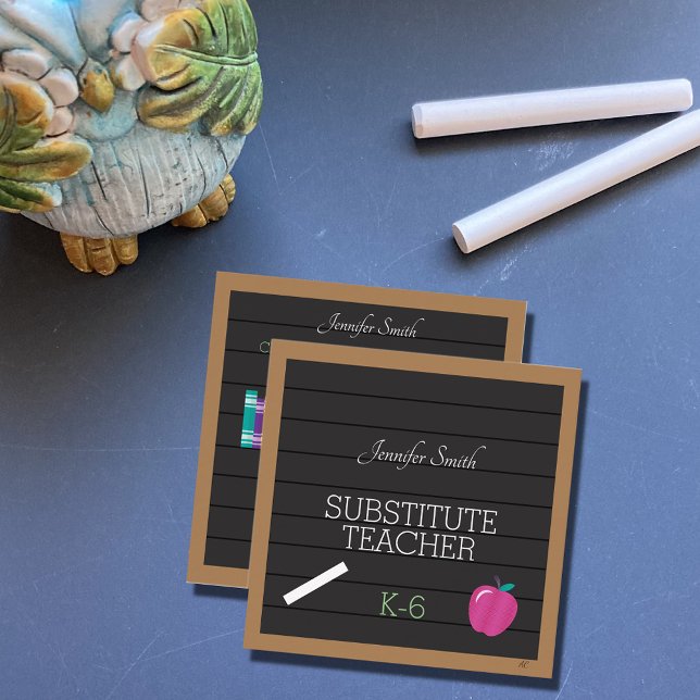 Faux Letter Board Teacher Square Business Cards (Creator Uploaded)