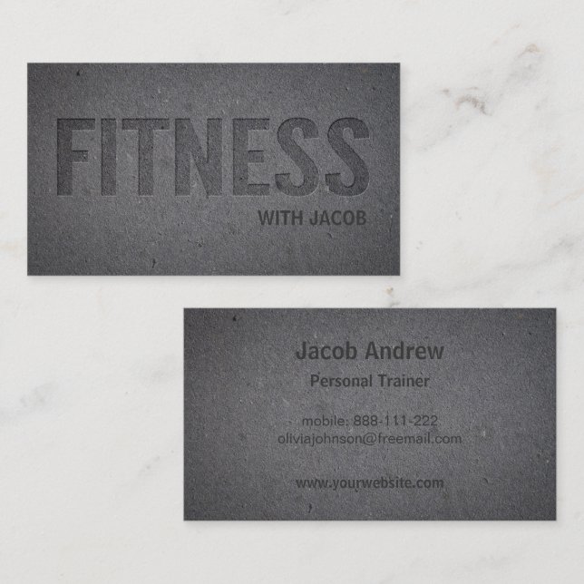 Faux Letterpress Deboss Fitness Personal Trainer Business Card (Front/Back)