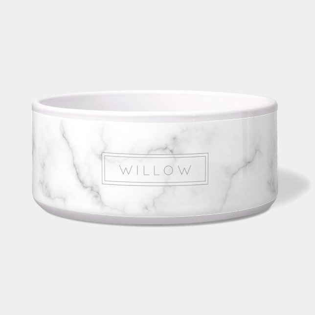Faux Light Marble Look-Like And Name Minimalist Bowl (Front)