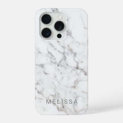 Faux Light Marble Texture Look_like  Custom Text iPhone 15 Pro Case